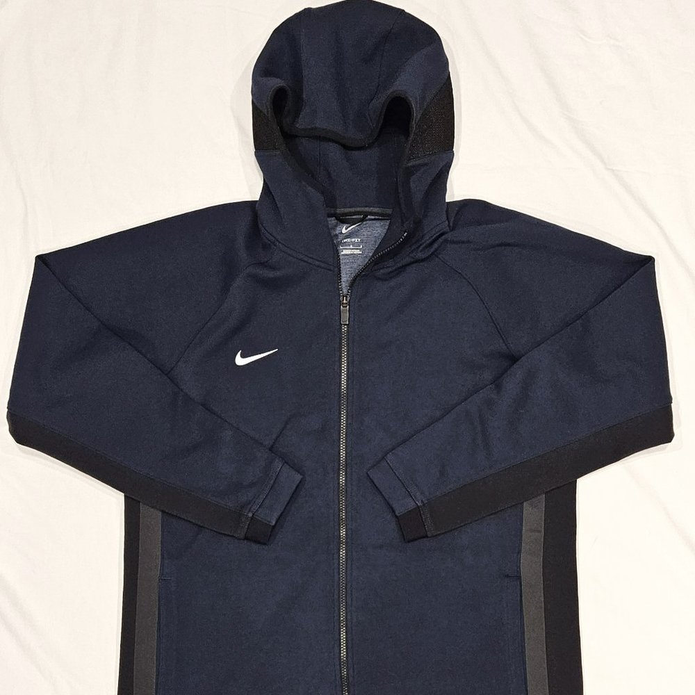 NIKE BASKETBAL FULL ZIP WARM UP JACKET HOODIE NAVY BLACK GREY ECU LARGE